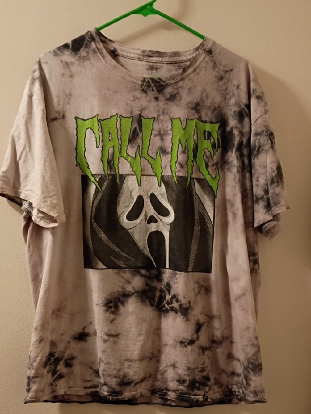 The Limited Black & Gray Tie-Dye Graphic Tee Ghost Face Call.Me I'm
